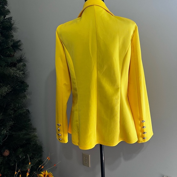 Vibrant Yellow Blazer with Gold Buttons - Picture 2 of 11